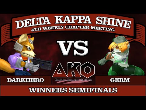 Delta Kappa Shine #4 Lubbock Melee Singles - Winners Semifinals - DarkHero (Fox) vs Germ (Sheik)