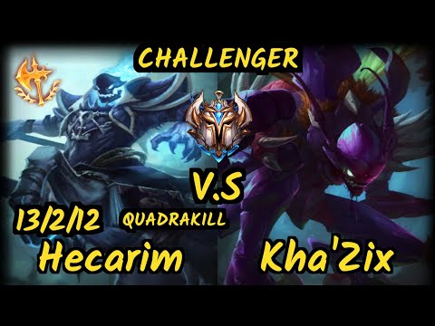 FLA Shrimp (HECARIM) vs KHA'ZIX - QUADRAKILL 13/2/12 KDA JUNGLE CHALLENGER GAMEPLAY - BR