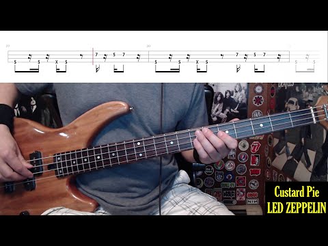Custard Pie by Led Zeppelin - Bass Cover with Tabs Play-Along