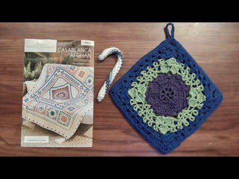 Annie's Kit Club "Moroccan Tile Afghan", Candy Canes and Flower Tablecloth with Potholders.