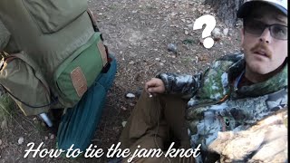 How to tie your tent to your backpack using the JAM KNOT