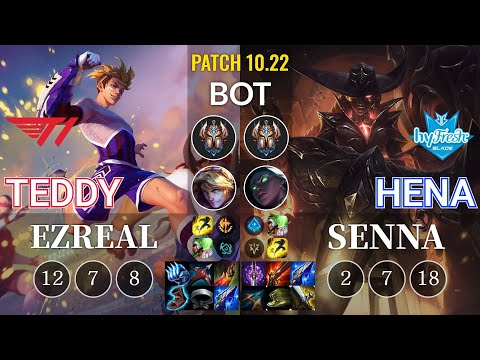 T1 Teddy Ezreal vs hyF Hena Senna Bot - KR Patch 10.22