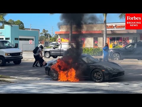 SHOCK MOMENT: Bystanders Pull 74-Year-Old Man From Car On Fire In Clearwater, Florida