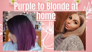 Bleaching my hair purple to blonde at home