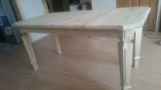 как изготовить стол из массива березы 
своими руками. показан весь процесс 
изготовления.от распила досок и склейки в 
щиты  до фрезеровки. а также склейка щитов 
и фрезеровка столешницы . изготовление 
ножек (склейка. подрезка.