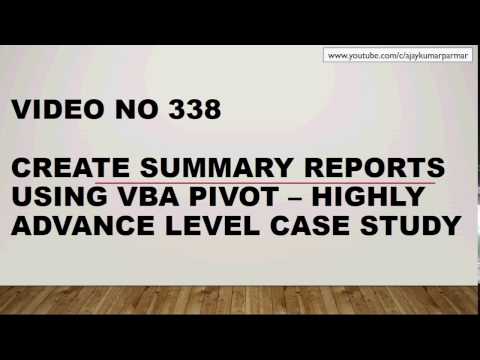 Learn Excel - Video 338 - VBA Marvellous Summary Report - Pivots Loops Function Array
