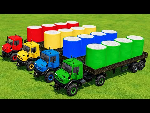 TRANSPORT OF COLORS ! HARVEST & TRANSPORT GIANT COTTON BALES w/ MERCEDES LOADER TRUCK! FS22