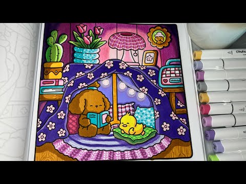 Cozy Friends by Coco Wyo | Relaxing ASMR | Color With Me | Ohuhu Alcohol Markers #relaxingasmr 