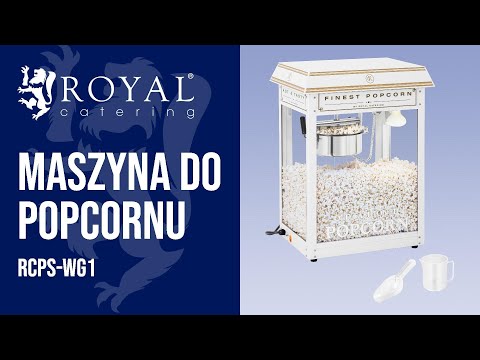 Video - Retro maszyna do popcornu - biało-złota - 1500 W - 5 kg/h