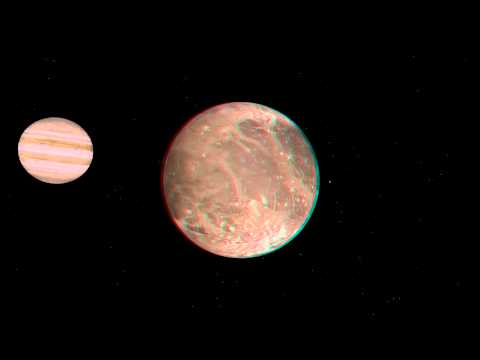 JUICE spacecraft going into orbit around Ganymede in 2031 (in 3D for viewing with Red-Cyan glasses)
