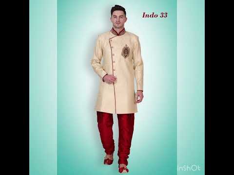 Mens all over work embroidered Indian elegant kurta pyjamas