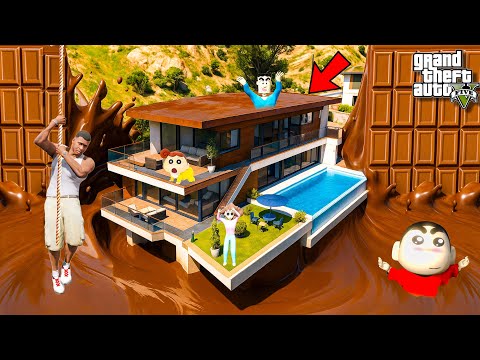 Shinchan and Franklin House Destroyed by Chocolate Flood in GTA 5 | Telugu