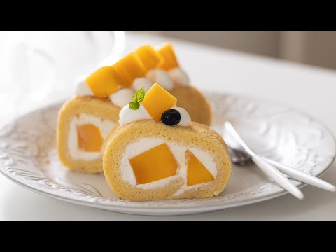 マンゴー・ロールケーキの作り方 Mango Swiss Roll｜HidaMari Cooking