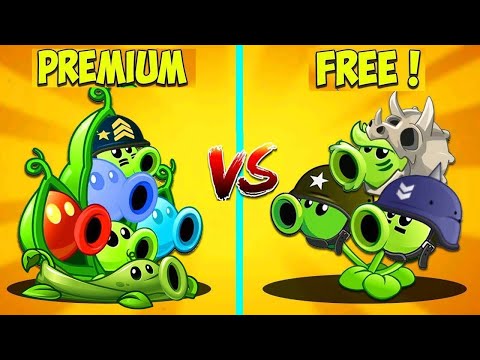 All Peashooter Level 1 FREE vs PREMIUM - Who Will Win? - PvZ 2 Tournament Battlez