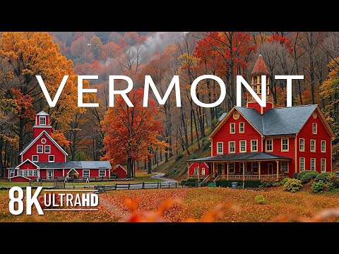 Vermont in Autumn 8K UHD 🍂 Stunning Fall Foliage, Scenic Mountains, and Peaceful Countryside