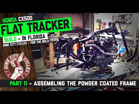 CX500 Flat Tracker Build Part 11 - Assembling the powder coated frame