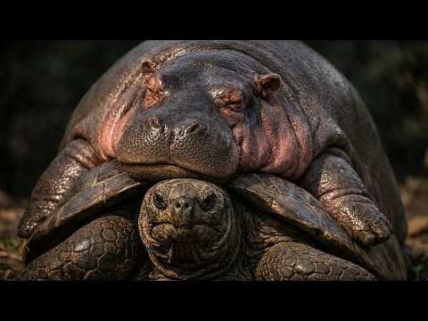 600-Lb Baby HIPPO Thinks a Giant Tortoise is His Mom - The Bond Will MELT Your Heart