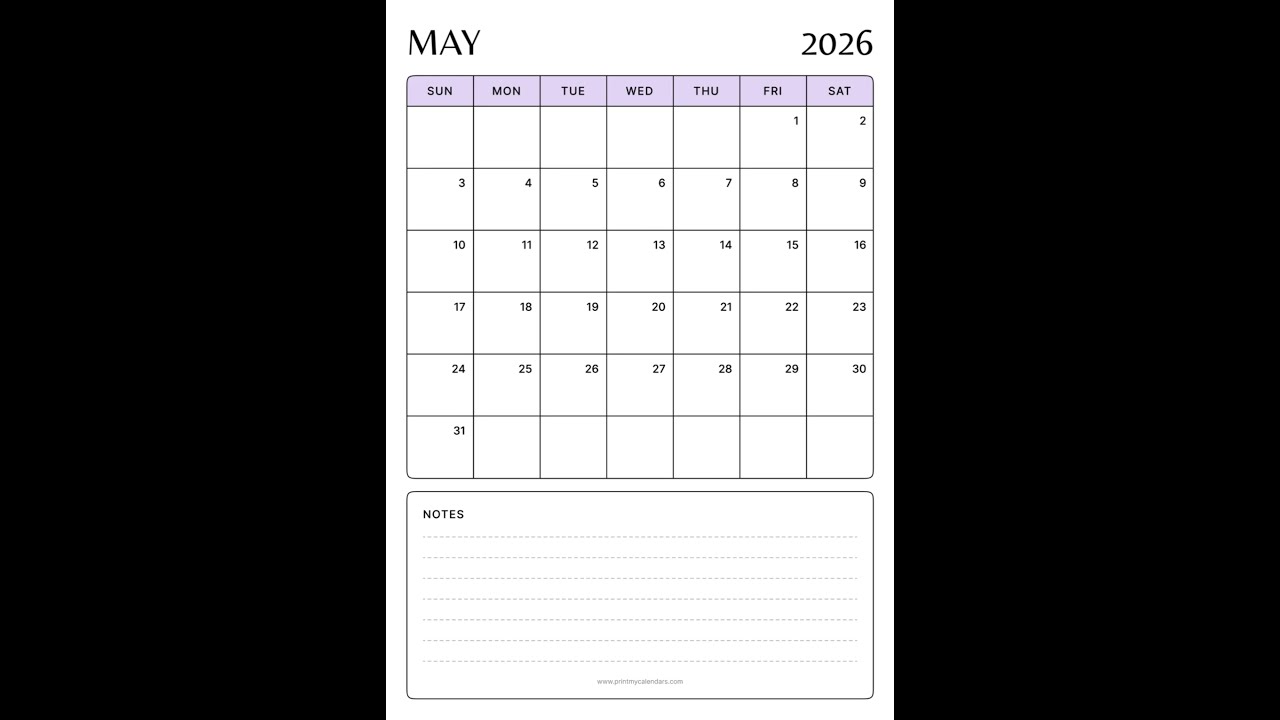 Printable May 2026 Calendar (US) | A4 & Letter Size | May 2026 Calendar Printable | Free PDF