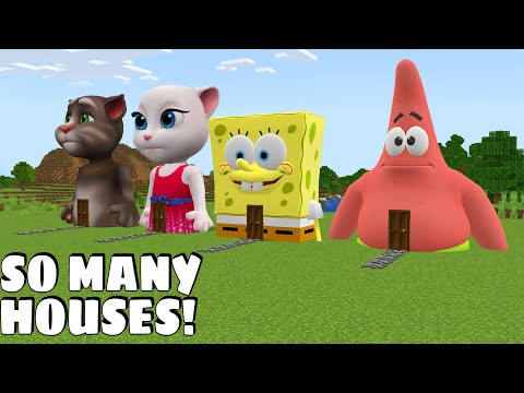 I found HOUSES OF SPONGEBOB PATRICK TOM AND ANGELA  in Minecraft - Gameplay - Coffin Meme