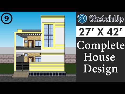 27 X 42 House Design in Sketchup for Beginners || Tutorial in Hindi