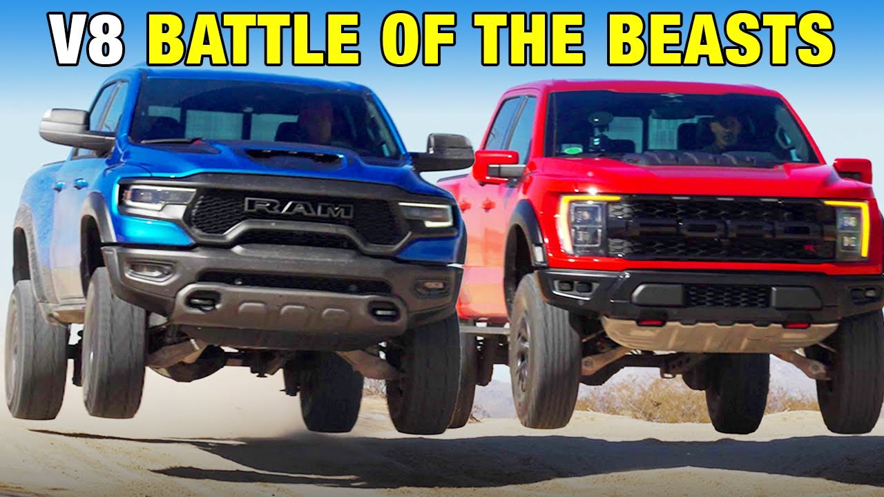 izf8y5SWkD0 - Ford Raptor R vs. Ram 1500 TRX | Off-Road Super Trucks Comparison Test | Which Dino Is More Ferocious?