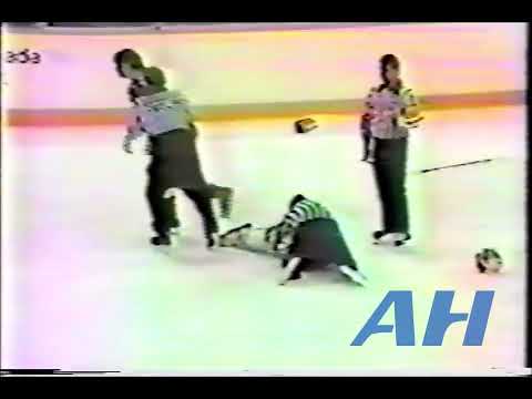 AHL Oct. 27, 1985 Larry Melnyk,NS v Bob Probert,ADI Nova Scotia Oilers Adirondack Red Wings