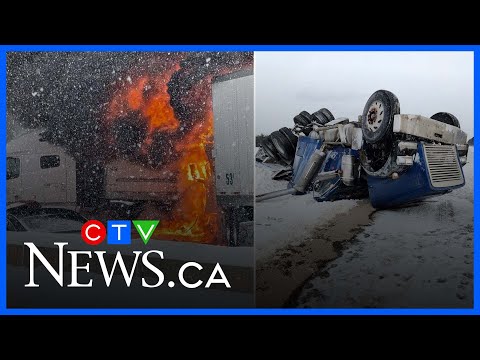 50 vehicles involved in multi-collision on Highway 401 in Eastern Ontario