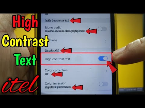 How to enable or disable high contrast text on itel S15