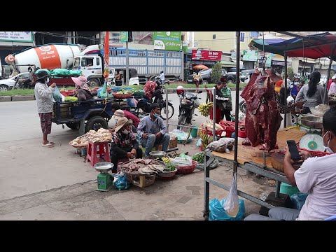 Cambodia Market Tour 2021 | Street Food View in Phoum Russey