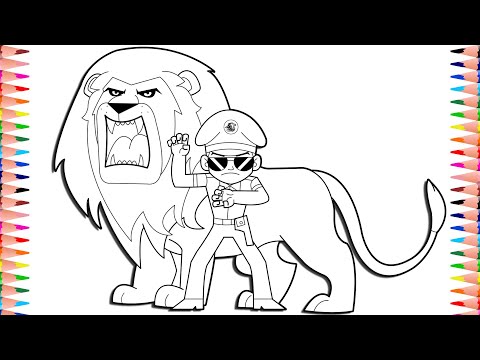 Roaring Lion With Little Singham Coloring Pages | Digital Coloring