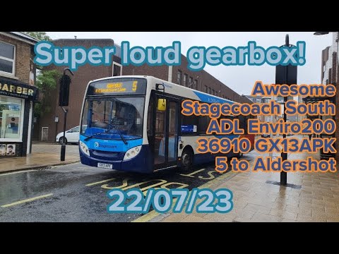 Super loud gearbox! Awesome ADL Enviro200 36910 GX13APK screams up the 5 to Aldershot! 22/07/23.