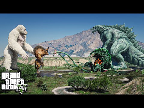 Godzilla Earth, Biollante vs Minotaur, George Rampage, Epic Fight ( GTA V Mods )