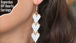 Elegant Superduo Hearts Earrings - St. Valentine`s Day Tutorial