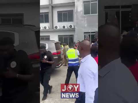 President John Mahama greets cheering UHAS students after his inspection of the UHAS lab complex.