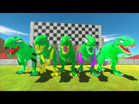 Team Green Supeheroes Tyrannosaurus rex Championship Speed Race Animal Revolt Battle Simulator