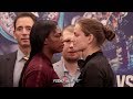 CLAREESA SHIELDS MEAN MUGS FEMKE HERMANS DURING FINAL PRESSER FACE OFF