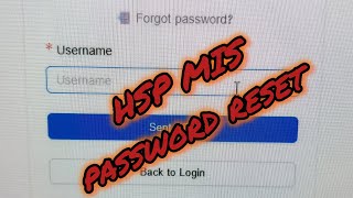 HSP MIS login & password reset করার সহজ উপায়।
