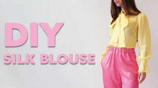 DIY Tie Neck Blouse | With French Seams | Marianne Silk Blouse