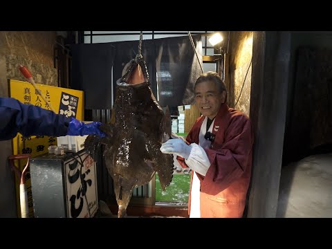 【料理人歴55年】大きなアンコウを吊るし切りで捌く!!