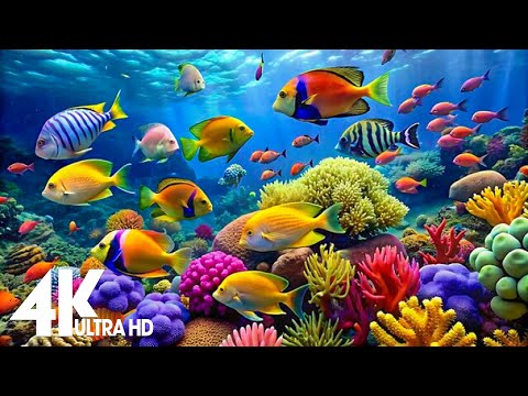 Aquarium 4K Video (Ultra HD) 🐠 Beautiful Coral Reef Fish - Relaxation Meditation Music