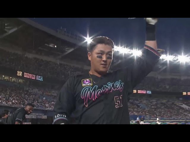 【6回裏】夜空に描く同点アーチ!! マリーンズ・山口航輝 第9号ソロホームランを放つ!! 2023年7月23日 千葉ロッテマリーンズ 対 福岡ソフトバンクホークス