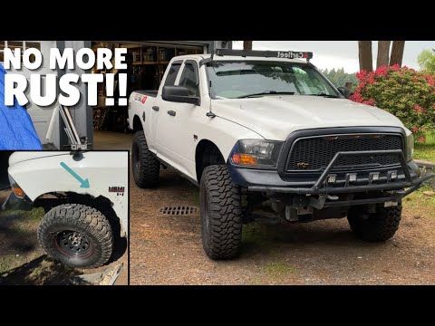 DIY Cutting the Rust Off My Fenders! Custom fender Liner & Trim (Dodge Ram Off Road Build)