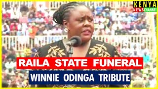 Raila last born Daughter Winnie Odinga EMOTIONAL TRIBUTE during State Funeral at Nyayo Stadium