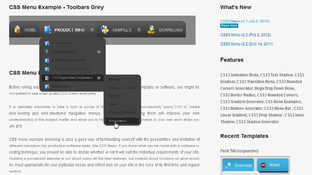 CSS Menu Examples: 100% CSS-driven designs