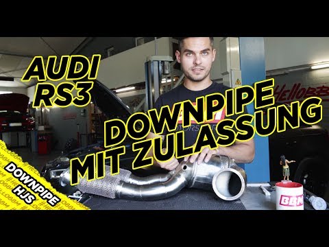 Downpipe with approval! We install an HJS downpipe for an Audi RS3! - Hellobbm