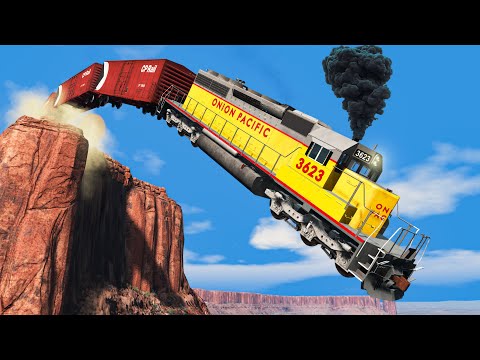 Trains vs Cliff #3 | BeamNG.Drive