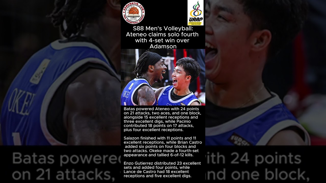 UAAP Men's Volleyball: Ateneo now at solo fourth after beating Adamson