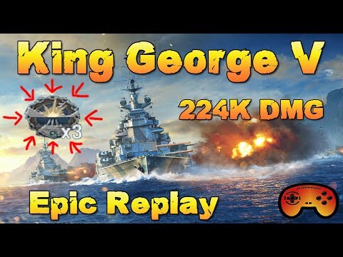 King George V 224K DMG Replay in World of Warships "Best of Kradojaner"