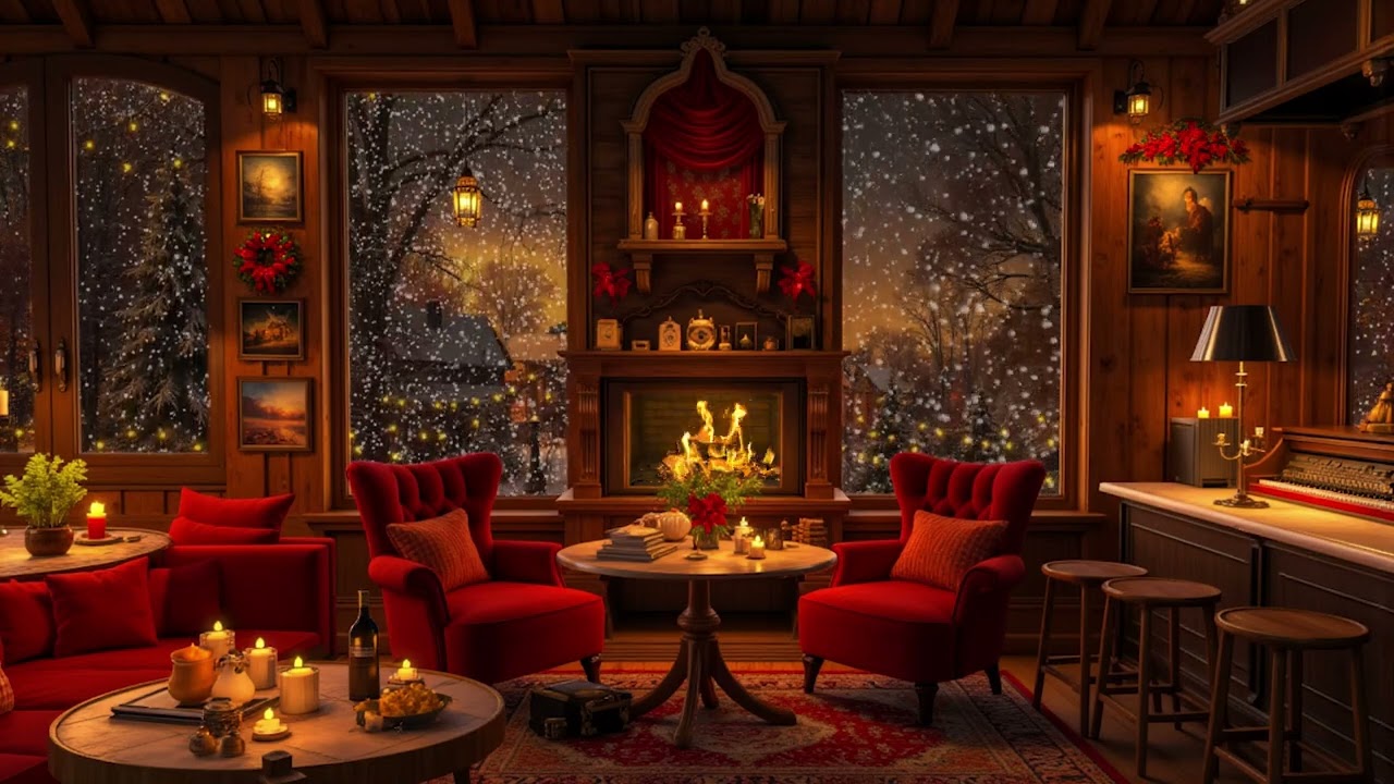 Relax and Unwind 🎶 | Fireplace Crackles and Smooth Jazz for a Positive, Stress-Free Atmosphere