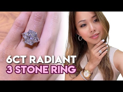Celeb Inspired Engagement Ring | 6 ct Radiant Cut 3 Stone Ring